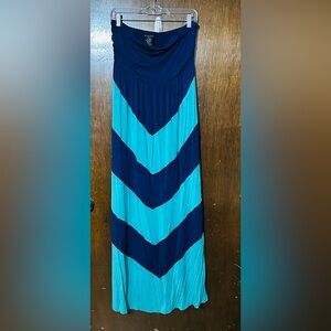 Design History Blue Pleated A-Line Maxi Skirt